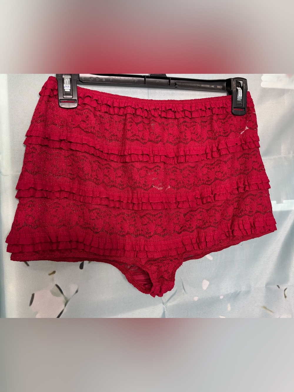 Anthropologie Red Lace Ruffle Boyshorts